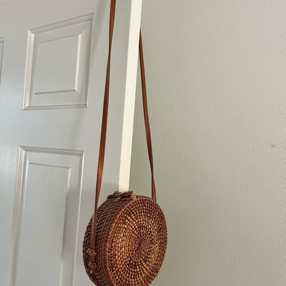 Brown Woven Crossbody Bag